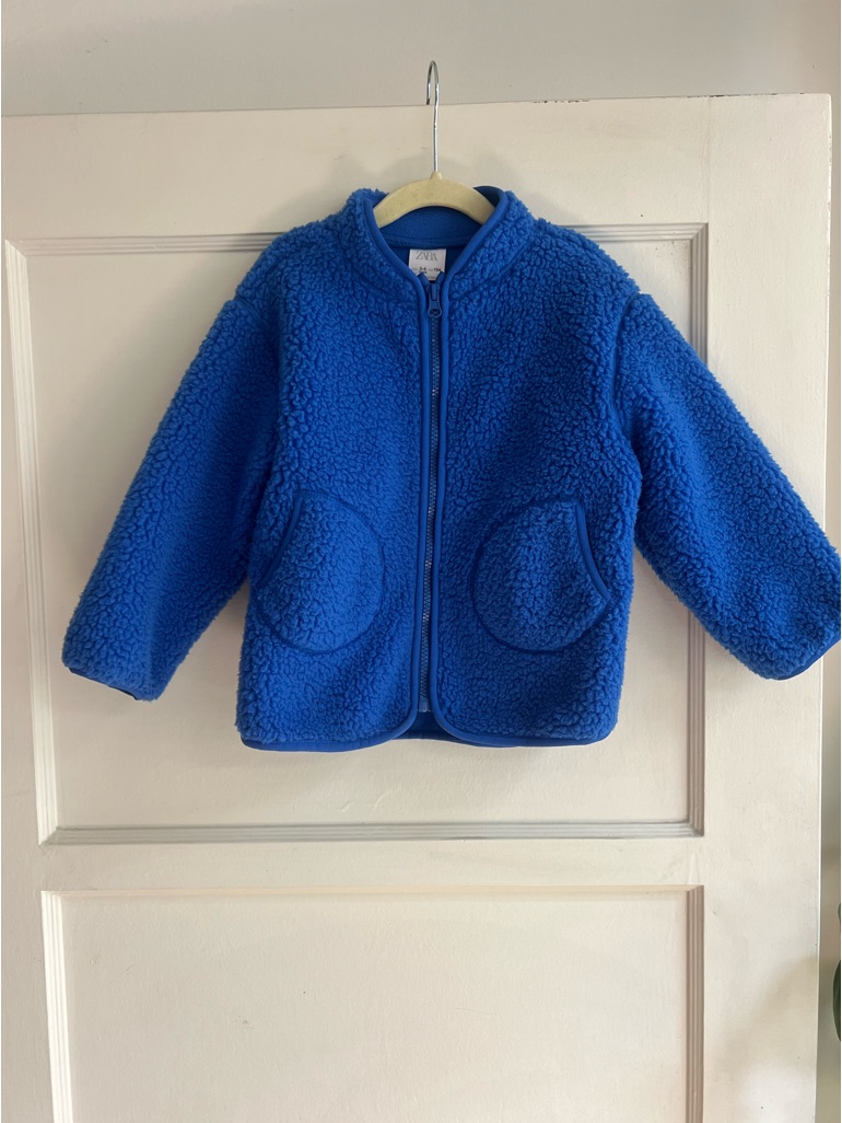Zara Kids Royal Blue Faux Shearling Zip Jacket